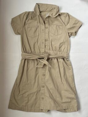 Girls Tan Colored Uniform Dress Button Down